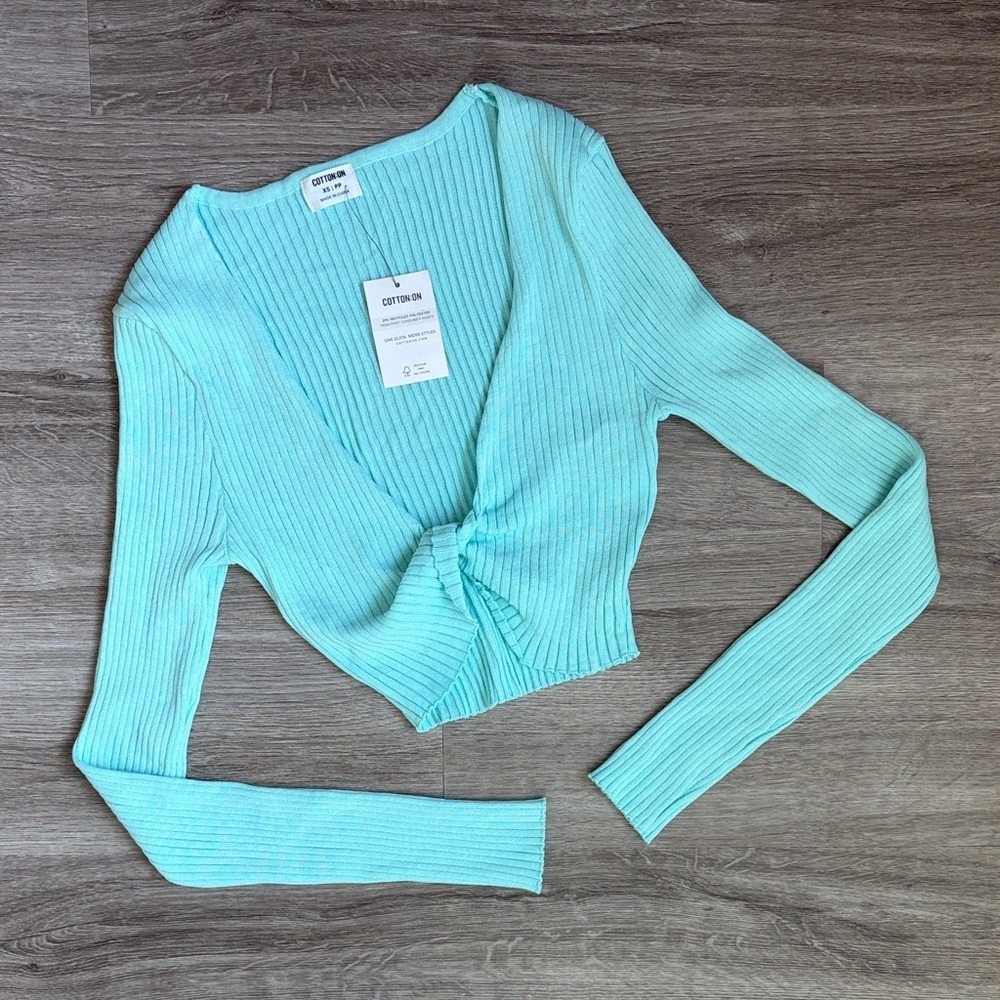 NEW Cotton On foxy twist twist shrug in aqua wave